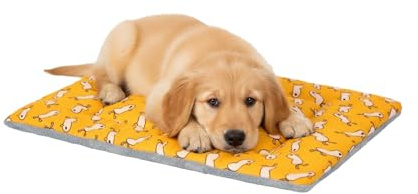 Dogat Hundematte Für Mittelgroße Hunde Wendbar Waschbar 70 × 50 cm | Weiche Liegefläche Mit Plüsch Und Baumwoll-Leinen, Für Hundebox, Auto Und Zuhause, Komfort Für Jede Jahreszeit