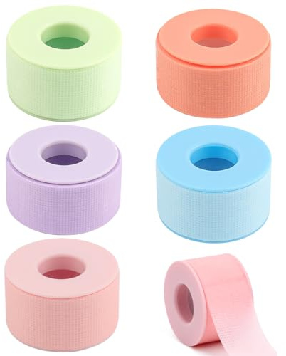 VEOIRXU 5 Piezas Cinta Cosmética Cinta De Maquillaje Transpirable Cinta Cosmética De Sombras Precisa Accesorio De Maquillaje Para Maquillaje De Ojos Cejas Extensiones Pestañas 2,5cm x 9m (5 Colores)