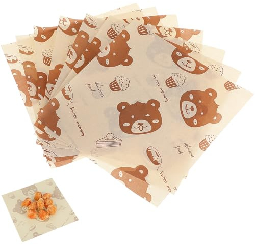 BESPORTBLE 500 Stück Fettabweisende Wachspapier Bögen mit Cartoon motiv Stabile Lebensmittelverpackung für Sandwiches Hamburger Backpapier Vielseitig Einsetzbar Lebensmittelecht