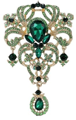 Raffinerad strass barock vintage brosch för kvinnor och män – tårdroppe diamantbroscher, kavajstift, scarfklämmor och klädtillbehör för bröllop och daglig användning, One Size, Metall