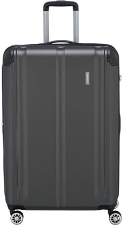 Travelite Hartschalenkoffer groß, erweiterbar, 4 Rollen, City, Trolley mit kratzfester Oberfläche, TSA Schloss, Dehnfalte, 77 cm, 113-124 Liter