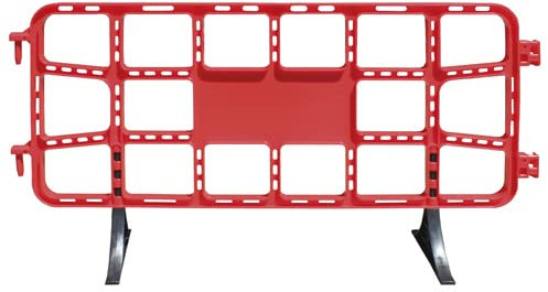 ADO - Valla de plástico obra peatonal roja, valla reforzada con patas extraíbles de 2 metros (1- Valla)