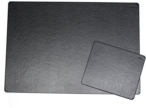 Schreibtischauflage mit Mousepad aus schwarzem Kunstleder