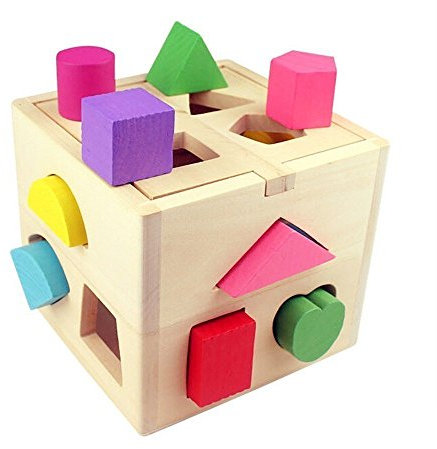 Gearmax Cube De Tri De Formes, Boîte de Renseignement Forme de Boîte en Bois Sagesse/Jouets éducatifs pour la Petite Enfance Montessori Pédagogiques Aides Enfants