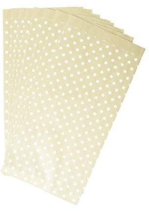 Clairefontaine 394107C - Un Sachet De 50 Pochettes Kraft - 16x30+5cm - Motif : Étoiles - Idéal Pour : Confiseries, Bonbons, Cupcakes, Livre, Bijoux, Emballage Cadeaux, Pochette cadeau Kraft