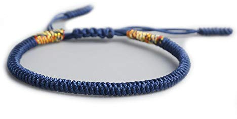 EXINOX Pulsera Tibetana de Nudos | Hombre Mujer | Pulsera Tradicional Budista (Azul)