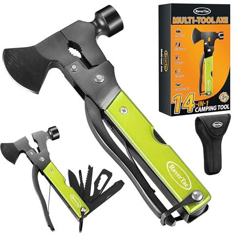 RoverTac Multitool Regali Uomo: Camping Essentials Survival Gear, Regali per Uomini, Regali per Papà,Multiutensile 14 in 1, Regali Multitool per Campeggio, Escursioni e Sopravvivenza