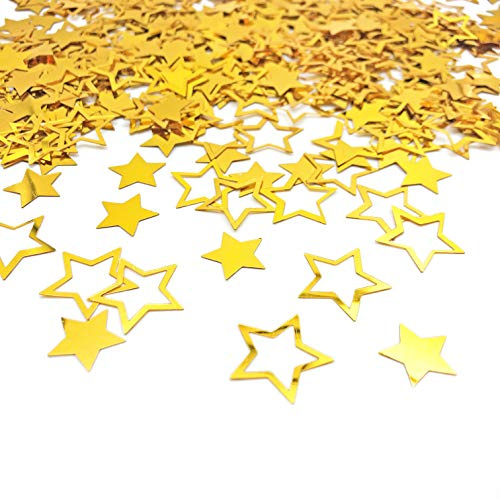 BYUP Gold Star Confetti | Glitter Confetti Sprinkles for Party Table Scatters Decoration | Birthday Baby Shower Wedding Party Festival Supplies | Metallic Foil | 45g 1.6OZ 1100Pcs