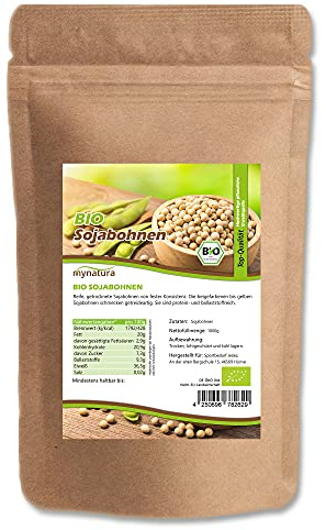 Mynatura Bio Sojabohnen I Soja I Bohnen I Naturprodukt I Getrocknete Sojabohne I Unbehandelt I Bio-Qualität I Beutel (1000g)
