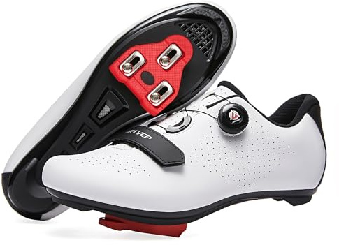 ARTVEP Fahrradschuhe Herren Damen Rennradschuhe MTB Radschuhe Kompatibel mit Look SPD SPD-SL Delta Lock Pedal Reitschuhe Peloton Schuhen Weiß Size EU 37
