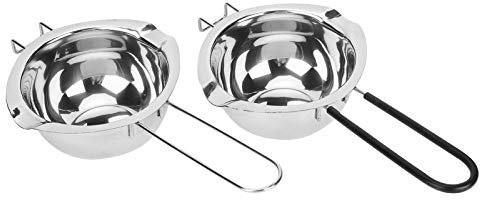 Paquete de 2 ollas para derretir chocolate para baño maría de acero inoxidable para derretir chocolate, cera, dulces y velas, 400 ml(Plata + Negro)