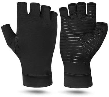 TOFBS Arthritis Handschuhe Fingerlos Kompressionsbandage Handgelenkstütze Kupferfaser Handgelenkbandage Xl