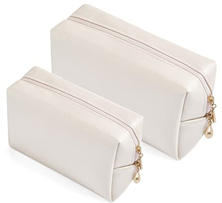 Sohynca Kosmetiktasche aus PU-Leder für Damen, minimalistisch, Make-up-Tasche für den täglichen Gebrauch, tragbare Aufbewahrungstasche, kleine ordentliche Kosmetiktasche, wasserabweisend, Kulturbeutel
