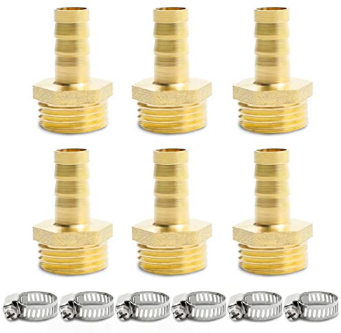 Bwintech 6 Pezzi Raccordi Portagomma, 1/2 BSP Maschio x 12 MM Connettore Portagomma con 12 Morsetti