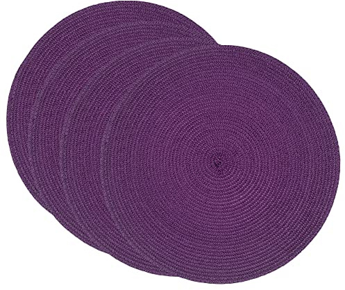 SCF2017 Tischsets, rund, gewebt, Kunststoff, 35 cm, 4 Stück, Violett