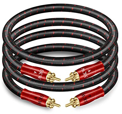 SKW Cinch Audio Kabel, OFC Kupfer - Dual geschirmt 2 x Cinch zu 2 x Cinch Kabel - analog Stereo Audiokabel für CD, DVD, Verstärker, Soundkarte, Decoder, Soundbar (2M, Rot)