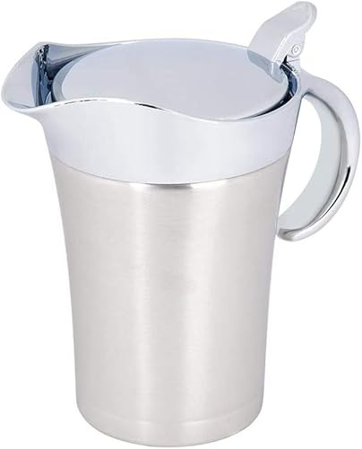 304 Brushed Stainless Steel Gravy Boat, Thermal Insulated Double Wall Serving Sauce Jug Pot for Gravy or Cream at Thanksgiving for Restaurant