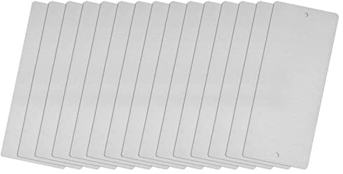 sourcing map 15 Stück Leere Metall Karten 80x30x0.4mm, Silber Metallkarte Edelstahl Platte mit Loch 3.5mm Durchmesser für Klingelschild Visitenkarten Namensschilder Briefkasten Türschilder