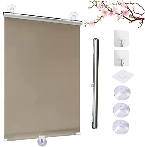 Verdunkelungsrollos,Sonnenschutzrollos Mit Saugnäpfen,Fensterabdeckungen Rollläden,Temporäre Jalousien,Einziehbarer Balkon Thermorollo,Balkontür Dachfenster Vorhänge,Gold-45×125cm(17.7*49.2in)