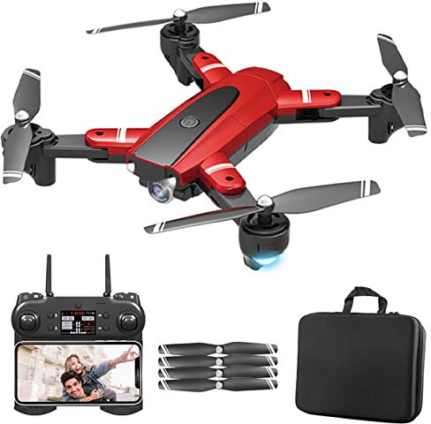 Grandi velivoli telecomandati per droni Aerei HD Pieghevoli con videocamera per Adulti Live 4K HD FPV Video, Elicottero quadricottero RC con waypoint per Principianti, Mantenimento