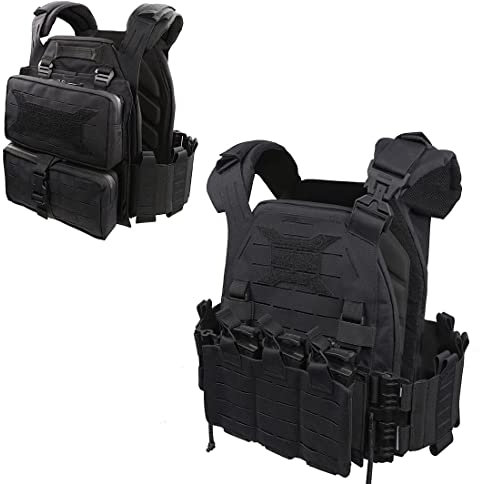 Novaray Taktische Weste Herren Outdoor, Hornisse Licht wasserdichte Taktische Weste mit Plattenträger- Schwarz