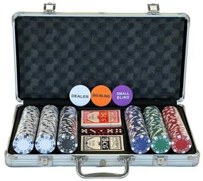 Pegasi Pokerkoffer - Pokerset - 300 Laser Pokerchips - Poker Komplett Set 11.5g Chips Deluxe - Ideales Texas Hold Em Set - Mit Koffer, Pokerchips, und Pokerkarten
