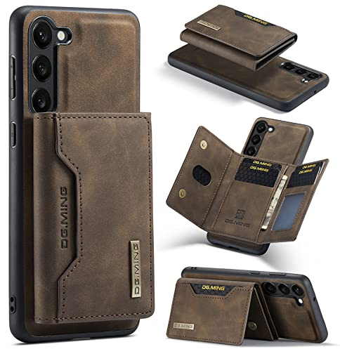 ZCDAYE Fodral för Samsung Galaxy S22 med kortfack, läder Samsung S22 mobiltelefonfodral plånbok ädelplånbok kortfodral, magnetiskt mobilfodral praktiskt skyddsfodral, kaki