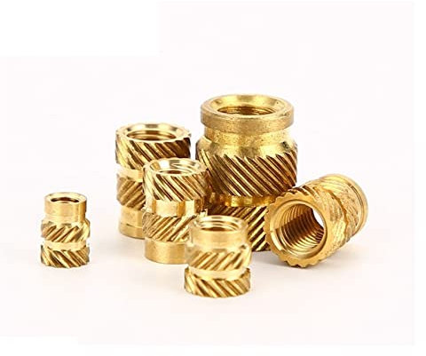 LAVAMI Hardware-Zubehör, Einsatzmuttern M2/M3/M5 Doppelte Twill-Rändelmutter aus Messing, heiß in Kunststoffspritzguss-Einsatzmutter aus geschmolzenem Messing gepresst (Größe: M3X4,2X5,0 (50 Stück))