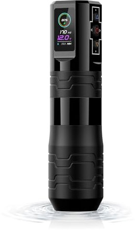 EZ Drahtlose Tattoo Maschine - 5 Anschläge 3.0, 3.5, 4.0, 4.5, 5.0mm Bluetooth Tattoo Maschine mit OLED Digitalanzeige 1600mAh Akkuleistung (P3 Pro Turbo Schwarz)