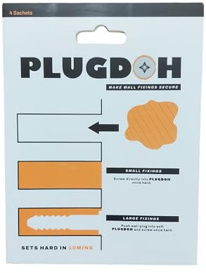 Plugdoh Wall Plug Repair Filler – Fix Loose Wall Plugs & Oversized Holes – Anchor Repair Compound for Wall Fixings – Heavy Duty Wall Anchor Grip – 4 x 5g Sachets