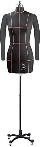 Schneiderpuppe zum Nähen, Schneiderpuppe, weiblicher Torsoständer, modern, beweglicher, ansteckbarer Halbkörper, Damenmodell, verstellbar. mit Armen (Farbe: Schwarz, Größe: XXL-Mod