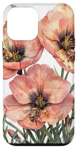 Coque pour iPhone 12 mini Fleur de cyclamen fleurissant avec abeilles autour graphique