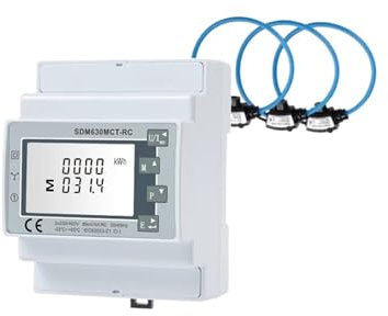 AIRUIXI Compteur d'énergie Compteur d'énergie triphasé à Trois Fils avec Bobine Rogowski SDM630MCT-RC + 3 pièces ESCT-RC100/150(SDM630MCTRC3pcsRC150)