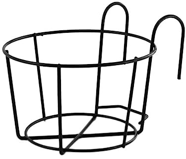 Milisten Support pour Pot de Fleurs Rond en Métal Noir, Modèle Suspendu | Porte-pot de Balcon, Style Classique Européen, Démontable et Facile à Installer, Pot Suspendu Plante Exterieur