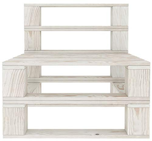 HETFTJN Flurbank Gartenbank Bad Banks Balkon Sessel - Outdoor-Mittelsofa Paletten Holz Weiß für Park Terrassen Draussen Balkon