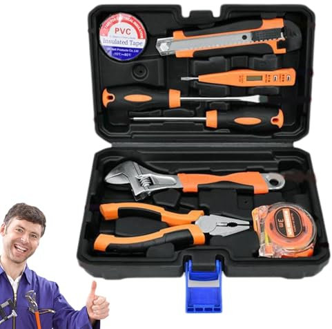 Wezalget Trousse à outils pour bricoleur, trousse à outils pour appartement | Kit manuel domestique 8X - Ensemble d'outils automobiles portables, Kit d'outils manuels de base avec boîte à outils,