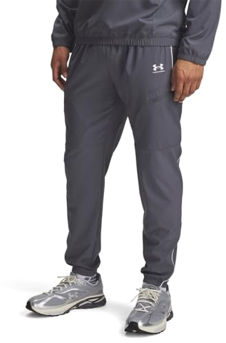Under Armour Men's Challenger Warm-Up Pant, Water-Resistant Tracksuit Bottoms with Ankle Cuffs, Men's Joggers for Sports and Athletics,Castlerock / / White,LG