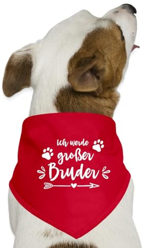 Spreadshirt Ich Werde Großer Bruder Familie Hund Geschenkidee Hunde-Bandana, One Size, Rot