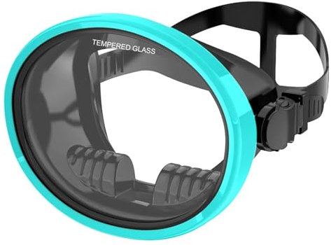 QIUYMGFG Tauchmasken Ovale Tauchmaske, Speerfischmaske, Klassische Retro-Stil, Panorama-Weitsicht-Tauchbrille, gehärtetes Glas Taucherbrille(GreenBlack)