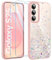 ivencase Clear Glitter Case Compatible with Samsung Galaxy S25 Case with 2 Screen Protector, TPU Silicone Sparkly Bling Star Soft Cover Flexible Transparent Shockproof Cover Samsung S25 5G - Pink