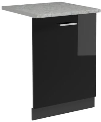 Vicco Pannello frontale della lavastoviglie R-Line, Nero lucido, 60 cm, PL Marmo
