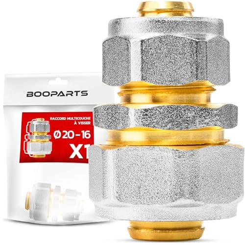 BOOPARTS – Manicotto Ridotto a Stringere Ø20-16 mm per Tubo Multistrato | Senza Pressatrice | Raccordo in Ottone Nichelato | 1 Pezzo