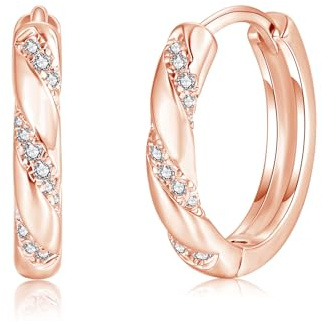 Lynizo Creolen Silber 925, 925 Sterling Silber Creolen Ohrringe für Damen | Hypoallergen Klein Unregelmäßig / Einfach Ohrring mit Zirkonia, 16mm Mode Schlafen Knorpel Mode Ohrringe für Kinder Mädchen