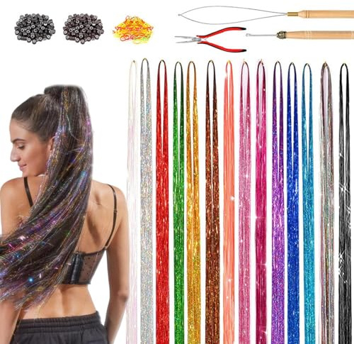 Tinsel Haarverlängerungen Hitzebeständiges Glitzerzubehör
