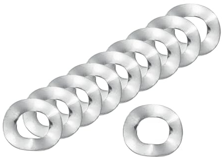 sourcing map Arandela de resorte ondulada, 200 piezas de 0.47 x 0.25 x 0.000 pulgadas (ODxIDxT) – Arandela curvada de acero inoxidable 304 para tornillo y juntas onduladas para maquinaria (plata)
