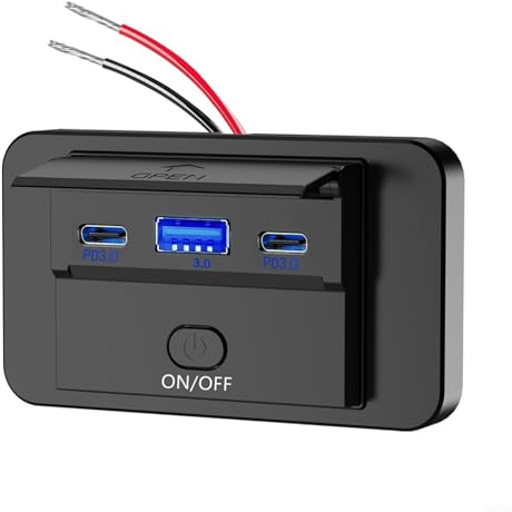 Fauhapyway Enchufe de carga para coche, doble PD y USB 3.0 Panel de enchufe de cargador rápido para teléfonos móviles, tabletas y aparatos eléctricos para automóviles