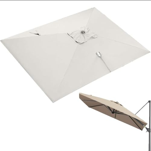 ZIUSFAC Tela De Repuesto Para Parasol Excéntrico 2.5×2.5m Cubierta De Toldo De Repuesto Cuadrado Toldo De Recambio Para Sombrilla 8 Costillas Tela De Repuesto Para Paraguas De Mercado(Beige,4x3m (13x9