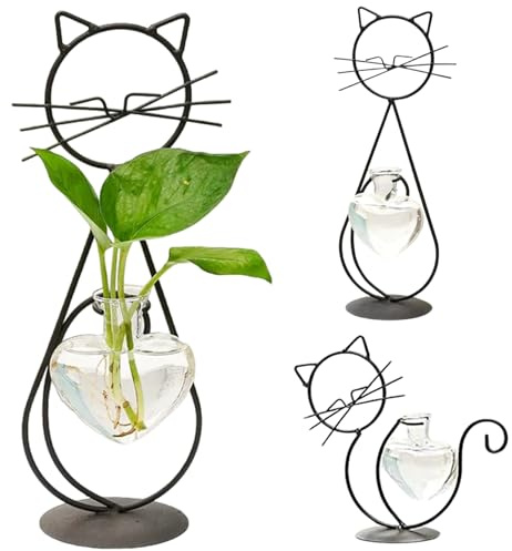 2 pezzi Stand pianta con fioriera a forma di cuore Vaso gancio di ferro decorazione per gatto moderno pianta di gatto creativo per piante per piante idroponiche decorazioni per matrimoni da giardino