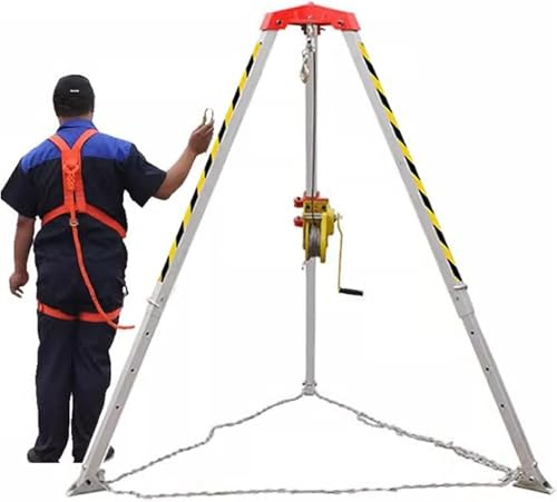 GHFXSCV Emergency Rescue Tripod with 1800LBS Winch, Fall Arrest System & Lifting Kit for Safe Flue, Tunnel & Sewer Operations -, Reliable Safety Equipment
