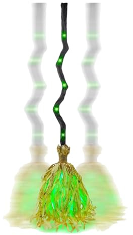 Genérico Escoba flotante de bruja de Halloween con luz verde, escoba animada de 90 cm con movimiento iluminado y sonidos espeluznantes, escobas de bruja danzantes para decoraciones de Halloween